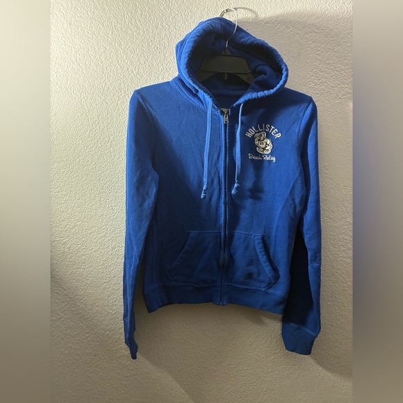 Hollister Women's Vibrant Blue Zip-Up Hoodie M - Picture 2 of 7